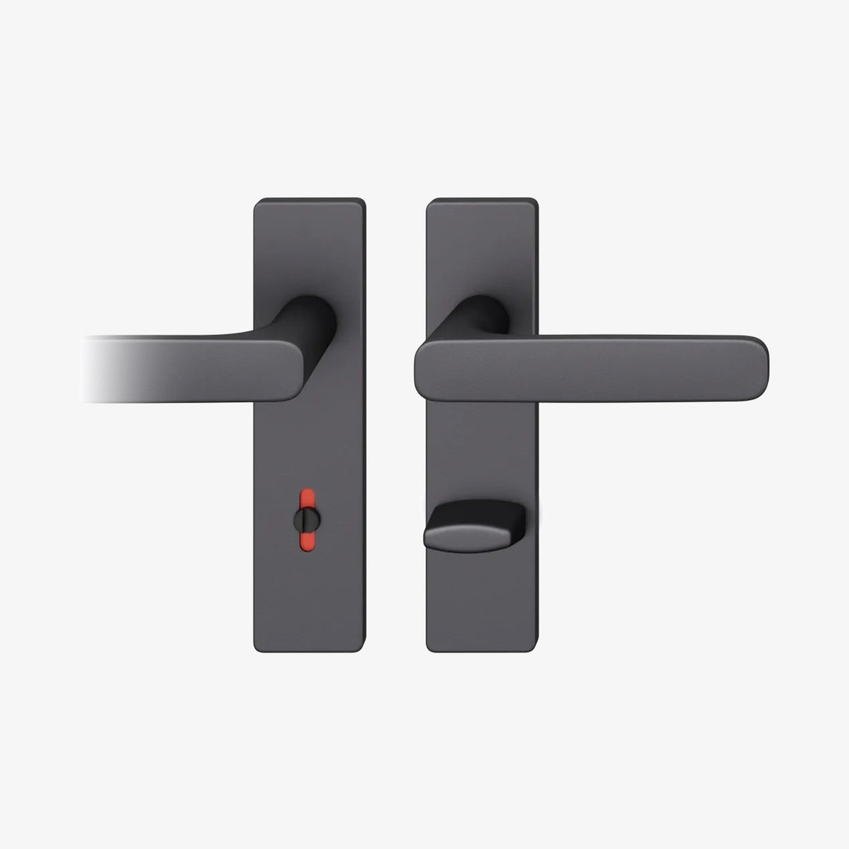 FSB 1289 WC-Garnitur von Markus Michalski und Michael Schmidt mit eckigem Kurzschild in Aluminium 0810 Schwarz (C35), freigestellte Produktansicht.