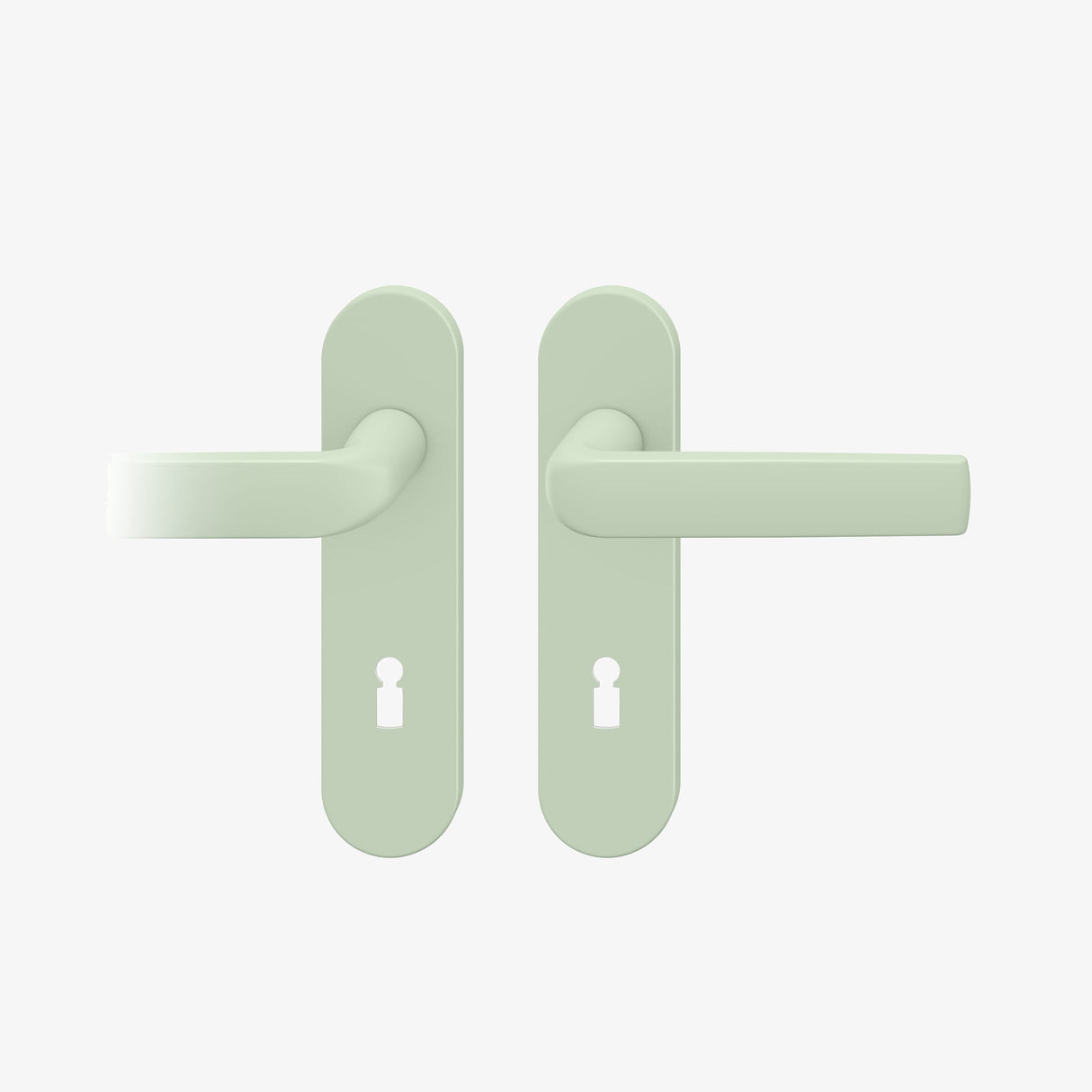 FSB 1267 Drückergarnitur mit Kurzschild in Les Couleurs® Le Corbusier® Vert Anglais Pâle, freigestellte Produktansicht.