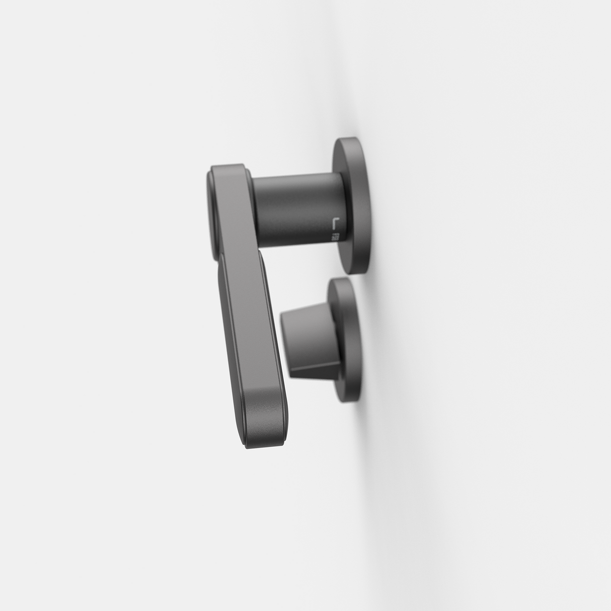 FSB 1138 WC-Garnitur von Dieter Rams rgs mit Rundrosetten in Schwarz 0810, freigestellte Produktansicht, Draufsicht.