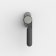 FSB 1138 Fenstergriff von Dieter Rams rgs in Aluminium Pure 0013 und Schwarz 0810, freigestellte Produktansicht.