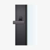 FSB 3428 Fensterolive in Aluminium 0810 Schwarz (C35), auf dunklem Fensterrahmen.