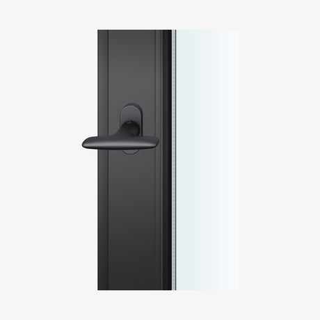 FSB 3456 Fensterolive in Aluminium 0810 Schwarz (C35), auf dunklem Fensterrahmen.