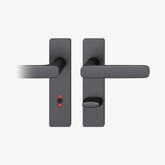 FSB 1289 WC-Garnitur von Markus Michalski und Michael Schmidt mit eckigem Kurzschild in Aluminium 0810 Schwarz (C35), freigestellte Produktansicht.