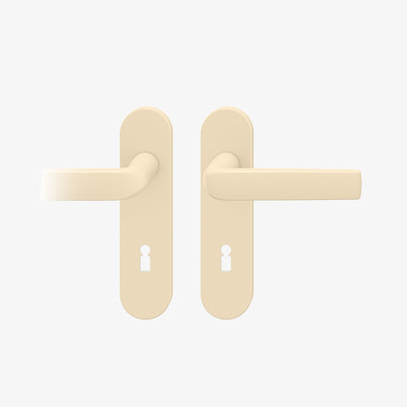 FSB 1267 Drückergarnitur mit Kurzschild in Les Couleurs® Le Corbusier® Blanc, freigestellte Produktansicht.