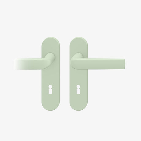 FSB 1267 Drückergarnitur mit Kurzschild in Les Couleurs® Le Corbusier® Vert Anglais Pâle, freigestellte Produktansicht.