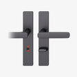 FSB 1289 WC-Garnitur von Markus Michalski und Michael Schmidt mit eckigem Langschild in Aluminium 0810 Schwarz (C35), freigestellte Produktansicht.