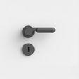 FSB 1138 Drückergarnitur von Dieter Rams rgs mit Rundrosetten Schwarz 0810, freigestellte Produktansicht.