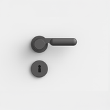 FSB 1138 Drückergarnitur von Dieter Rams rgs mit Rundrosetten Schwarz 0810, freigestellte Produktansicht.