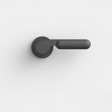 FSB 1138 Drückergarnitur von Dieter Rams rgs mit Rundrosette in Schwarz 0810, freigestellte Produktansicht.