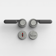 FSB 1138 WC-Garnitur von Dieter Rams rgs mit Rundrosetten in Aluminium Pure 0013 und Schwarz 0810, freigestellte Produktansicht.